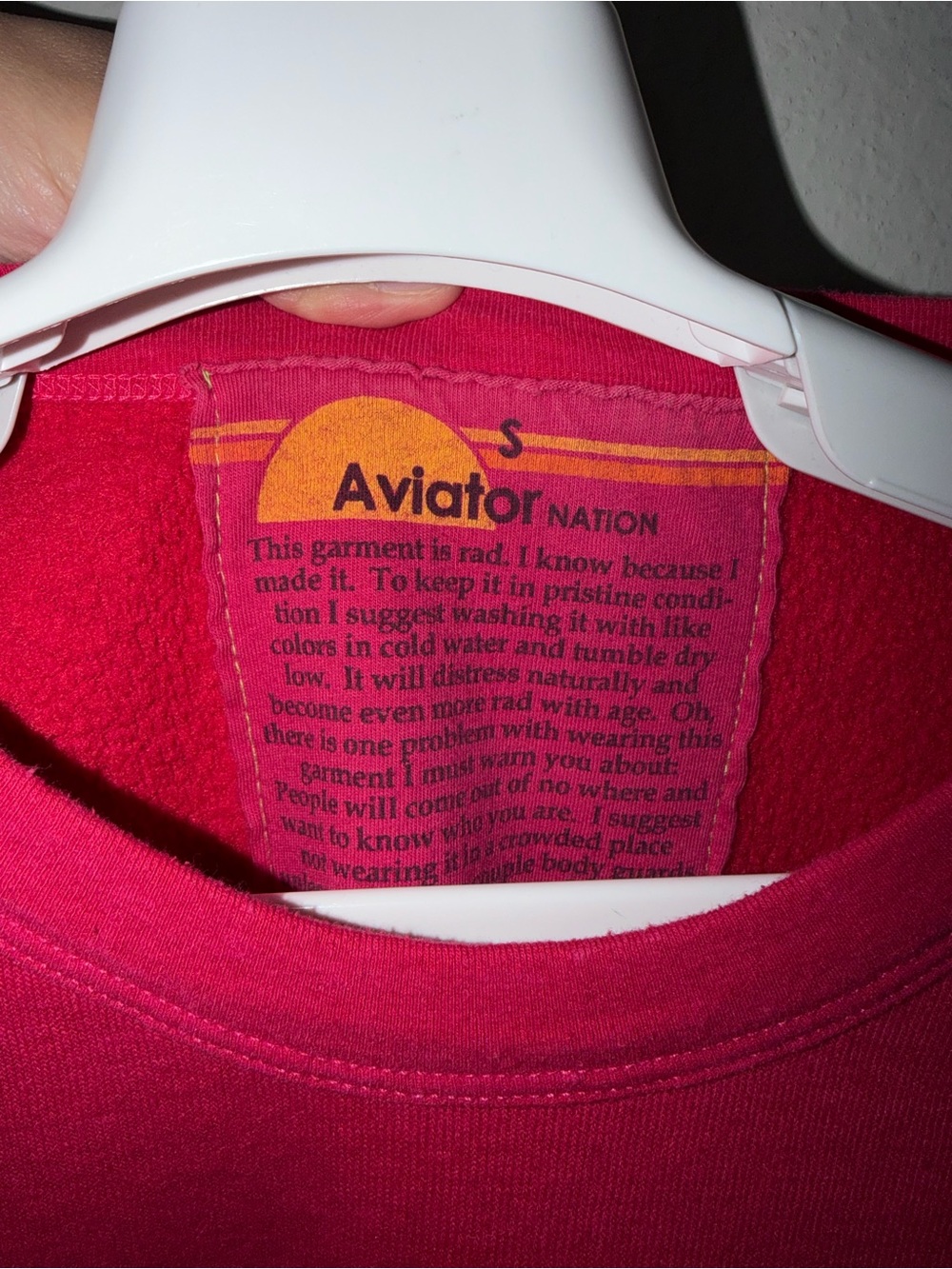 Aviator Nation Bolt 5 Stripe Crew Sweatshirt Pink Size Small - Picture 6 of 8